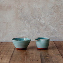 Load image into Gallery viewer, Mini turquoise bowl and mini milk jug