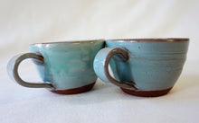 Load image into Gallery viewer, 2 turquoise espresso cups side by side on a white background