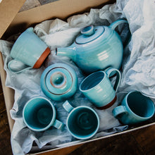 Load image into Gallery viewer, Turquoise tea set in a gift box with white tissue